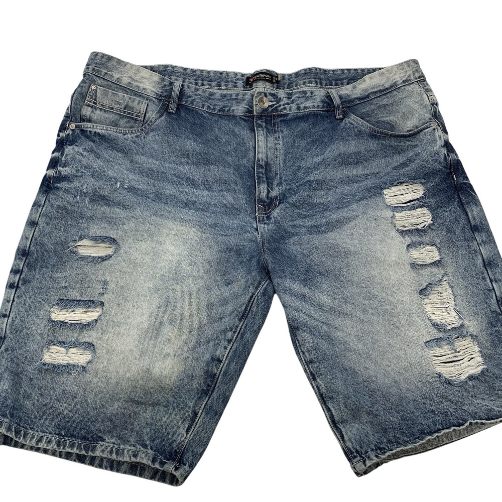 Southpole Denim Shorts Men 48  Blue Light Wash Fade Distress  Cotton Y2k Retro‎